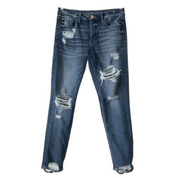 American Eagle Tomgirl Destroyed Button Fly Jeans 4 - Picture 1 of 12